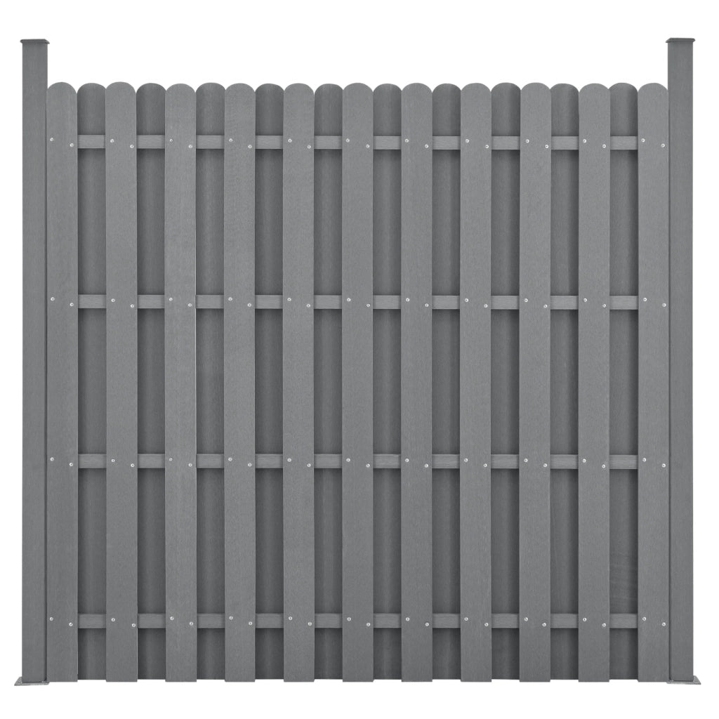 Set di 5 pannelli frangivento e per la privacy in legno composito (WPC) grigio 185 x 932 cm 03_0006591