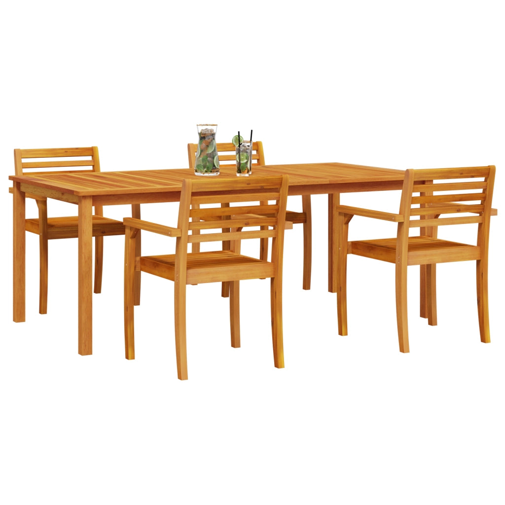 Set da Pranzo da Giardino 7 Pezzi in Legno Massello di Acacia