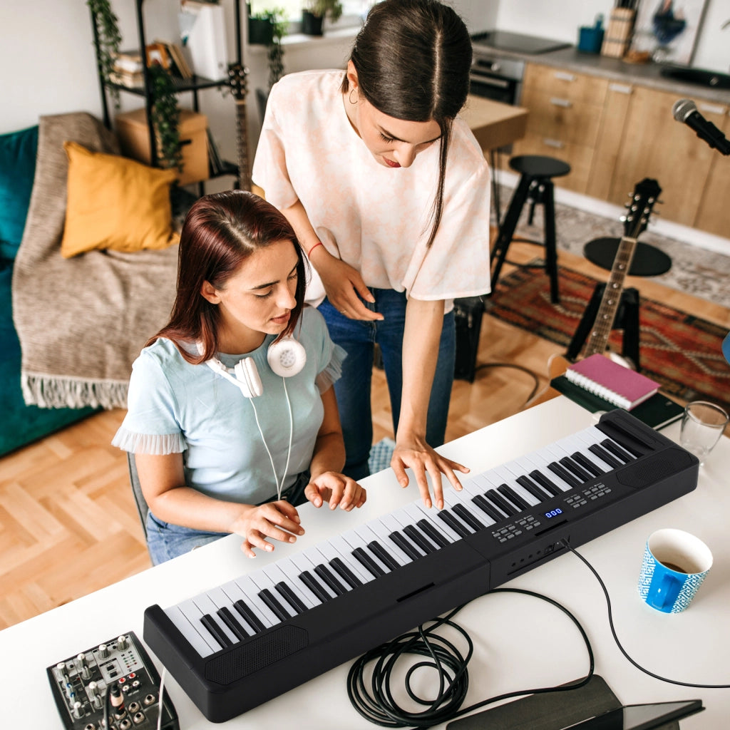 Tastiera pianoforte pieghevole 61 tasti midi cuffie pedale sustain-Tastiera elettronica portatile principianti Nero