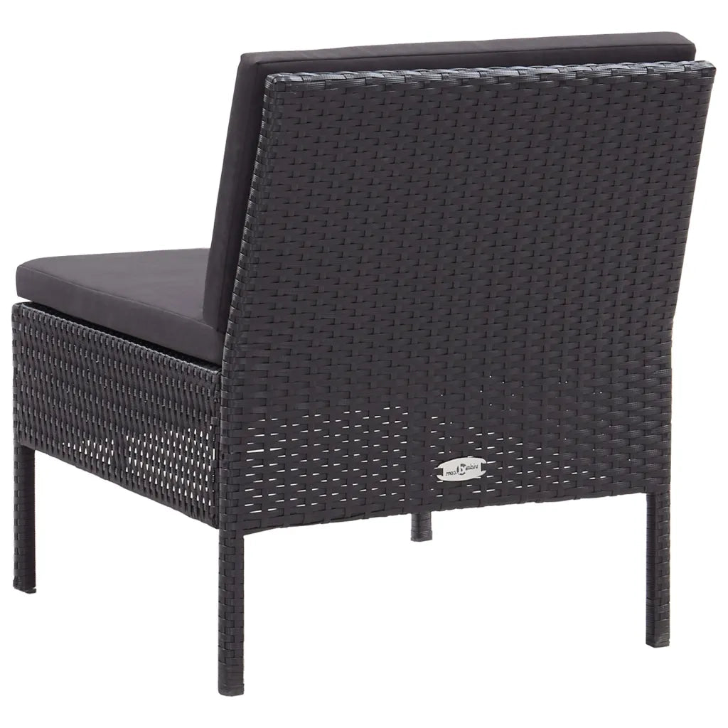Set Divani da Giardino 3 pz con Cuscini in Polyrattan Nero cod mxl 35751