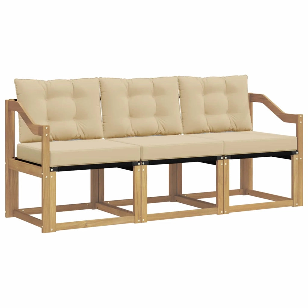 Set di divani da esterno con cuscino 3 pcs Bianco e Beige