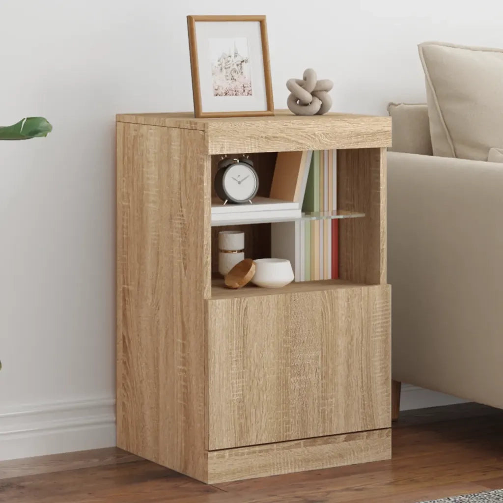 Credenza con Luci LED Rovere Sonoma 41x37x67 cm 836681