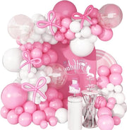 Set di palloncini curvo 118 pezzi rosa e bianco, per ragazze compleanno e baby shower