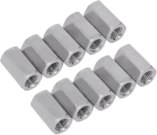 Viti a 6 gomiti M8 x 1,25 - 10 pezzi - Acciaio inossidabile 304 - Filettati a tutto spiano - Viti a 6 gomiti - Durissime e resistenti - Viti a 6 gomiti con 10mm di diametro
