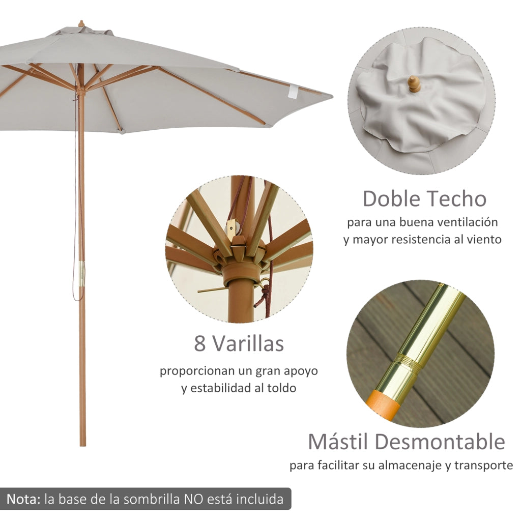 Ombrellone da Giardino ¨C zephmum ¨C Grigio ?300 cm Legno