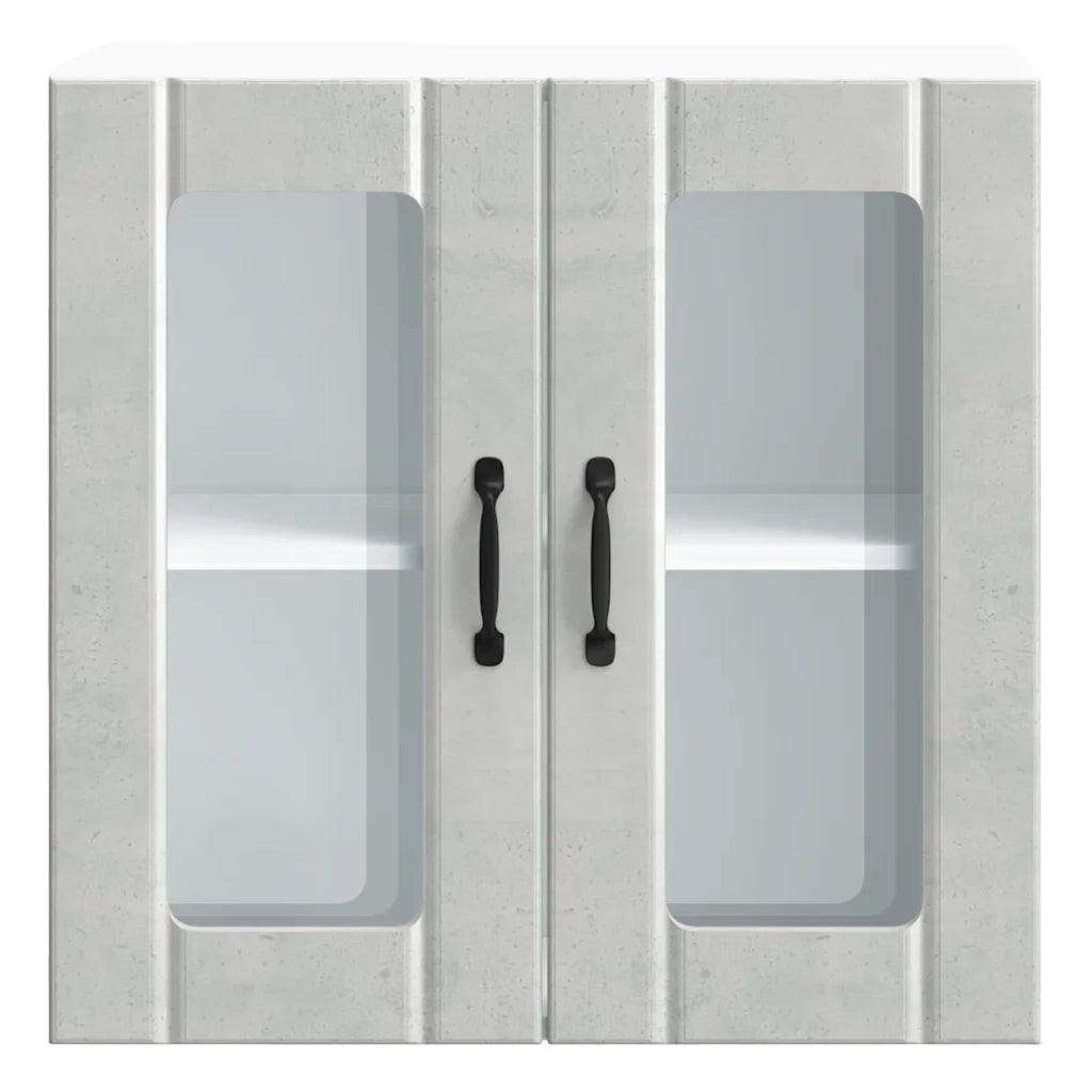 vidaXL Pensile da Cucina con Porta in Vetro Lucca Grigio Cemento