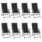 Sedie Giardino Reclinabili 8pz Cuscini Massello Acacia Grigio cod mxl 8511