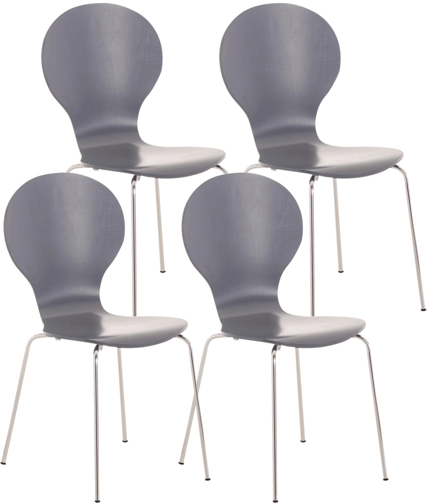 Set 4 Sedie Impilabili Diego in Legno Robusto grigio