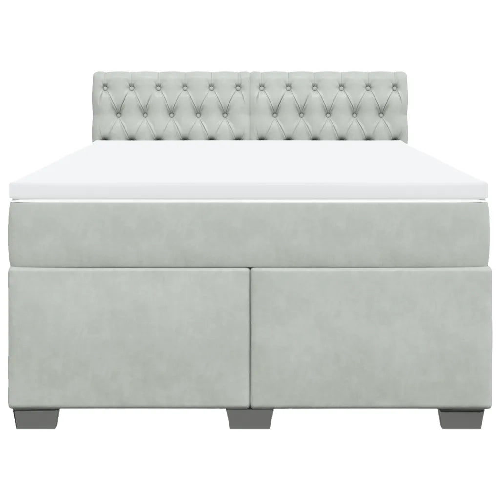 Giroletto a Molle con Materasso Grigio Chiaro 160x200cm Velluto 3286360