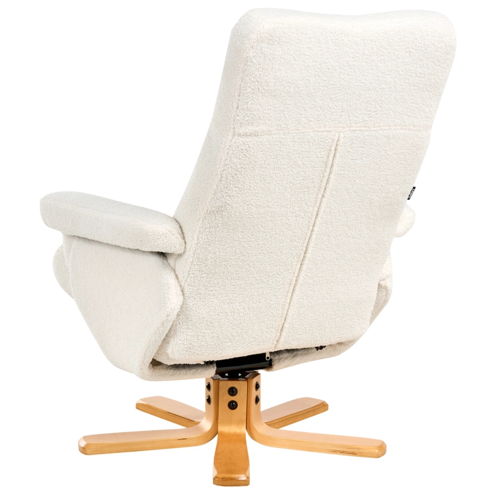 Sedia da ufficio reclinabile tessuto boucle Sgabello girevole reclinabile bianco sporco funzione massaggio riscaldata design retrò