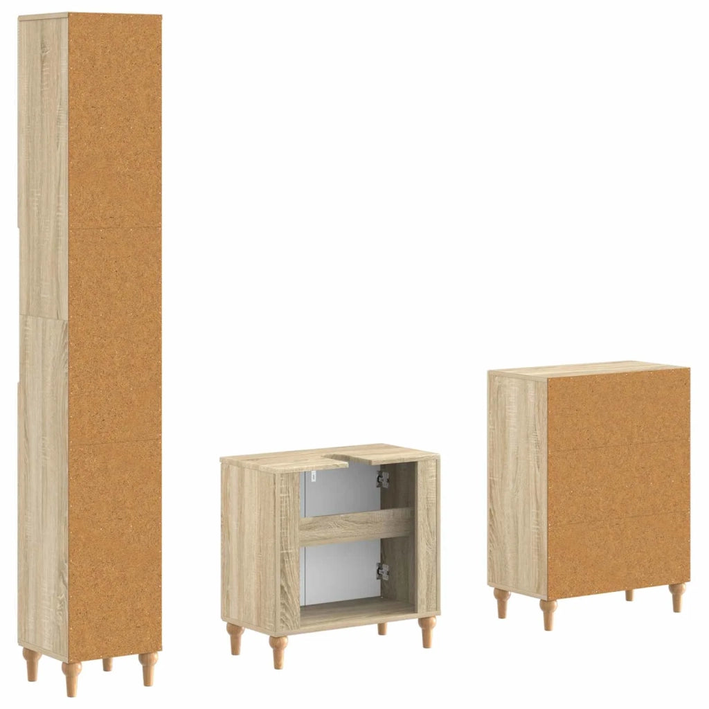 Set di armadietti da bagno in 3 pezzi ALKMAAR Rovere Sonoma 3417425
