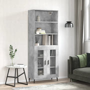 Credenza-Buffet-Armadio da cucina Grigio Cemento 69,5x34x180 cm in Legno Multistrato 756364