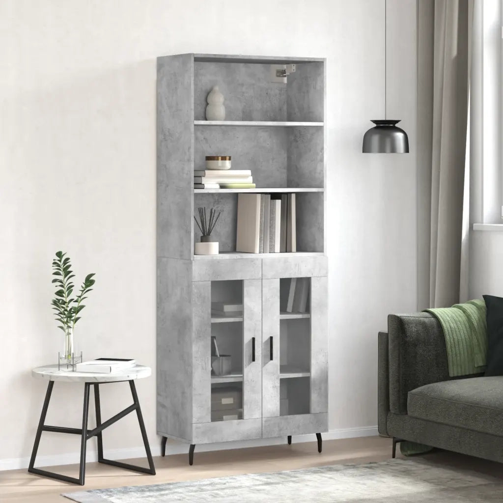 Credenza-Buffet-Armadio da cucina Grigio Cemento 69,5x34x180 cm in Legno Multistrato 756364
