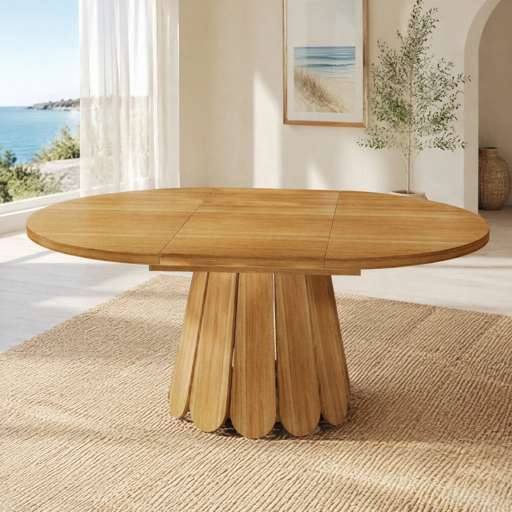 Tavolo da pranzo allungabile rotondo 118-158 cm marrone