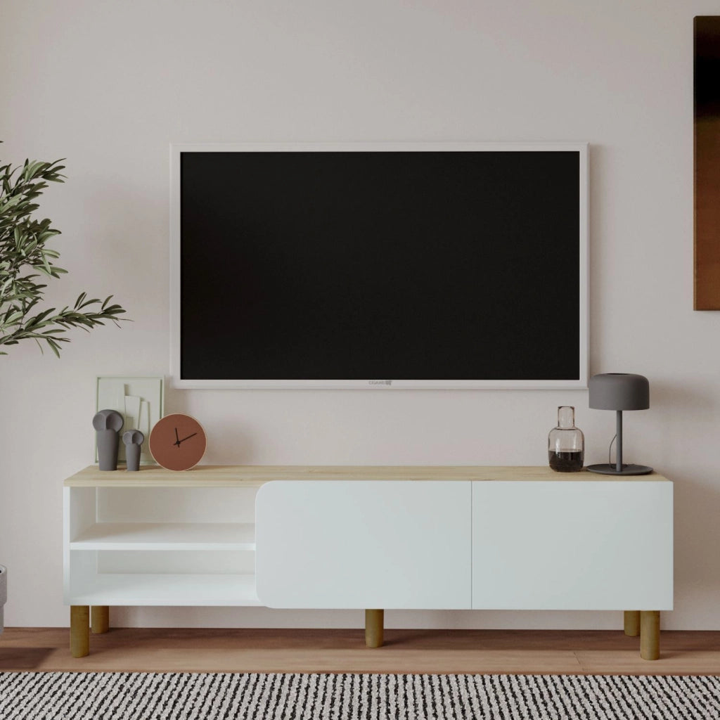 Porta TV in legno "River" - 150 x 31 x 48 cm - Bianco