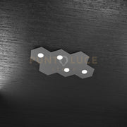 HEXAGON APPLIQUE-PLAFONIERA 4 LUCI + 2 DECORATIVO GRIGIO ANTRACITE 1142-4L2D-GA