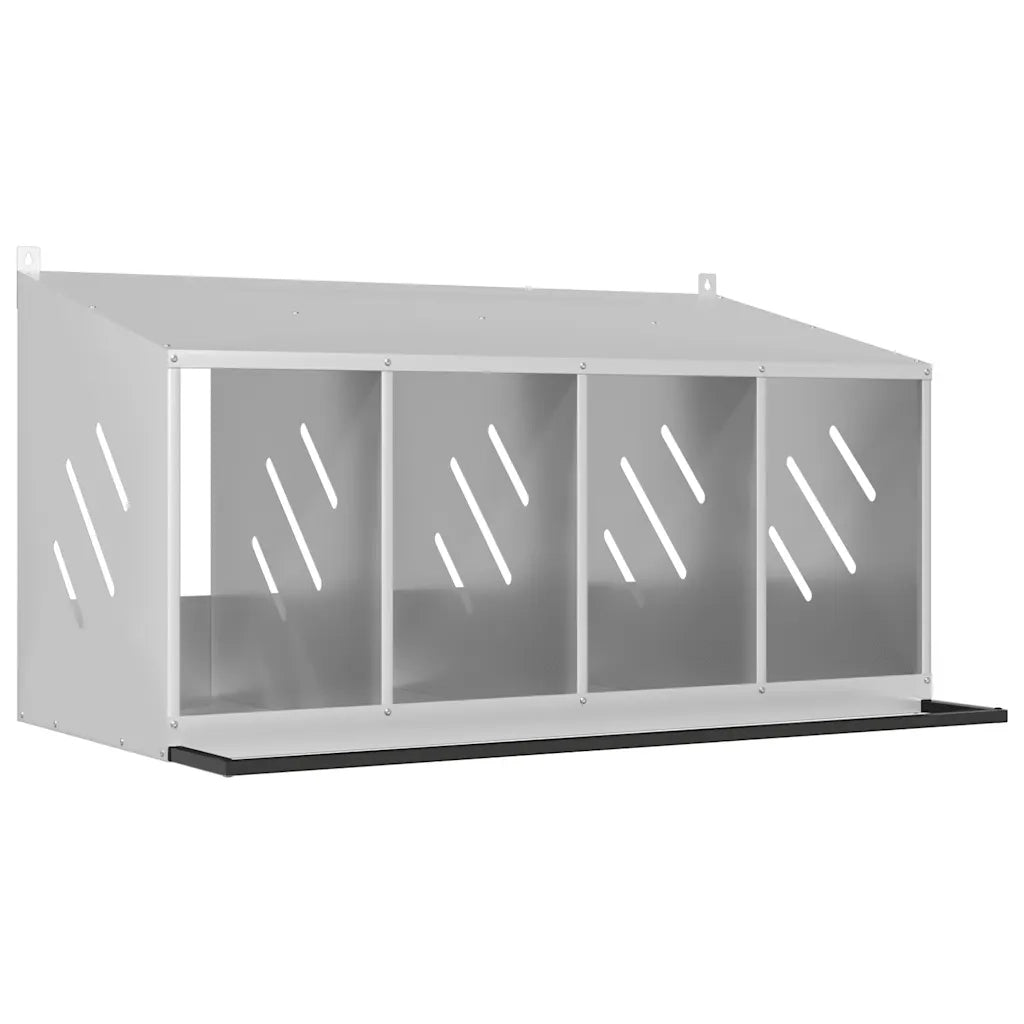 Nido per Polli con 4 Scomparti in Metallo Galvanizzato Argento CFW7193287