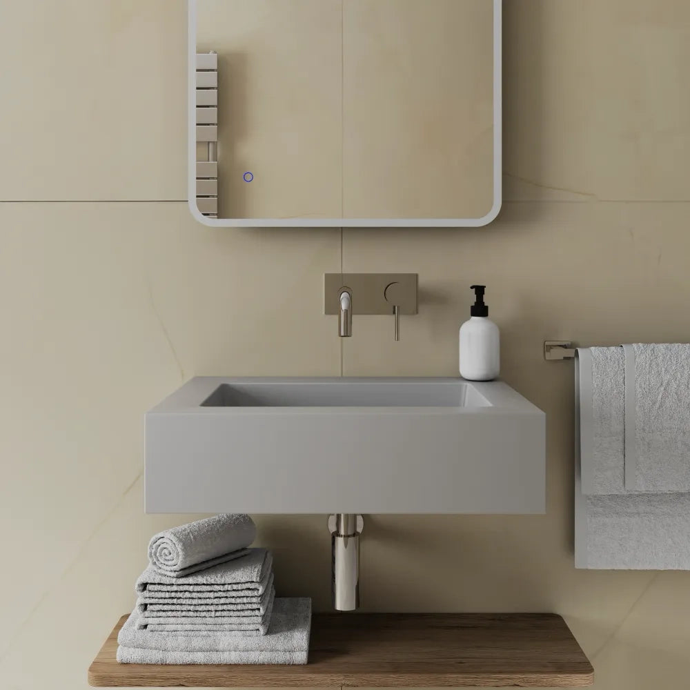 Lavabo sospeso in marmoresina 60cm grigio opaco | Koro