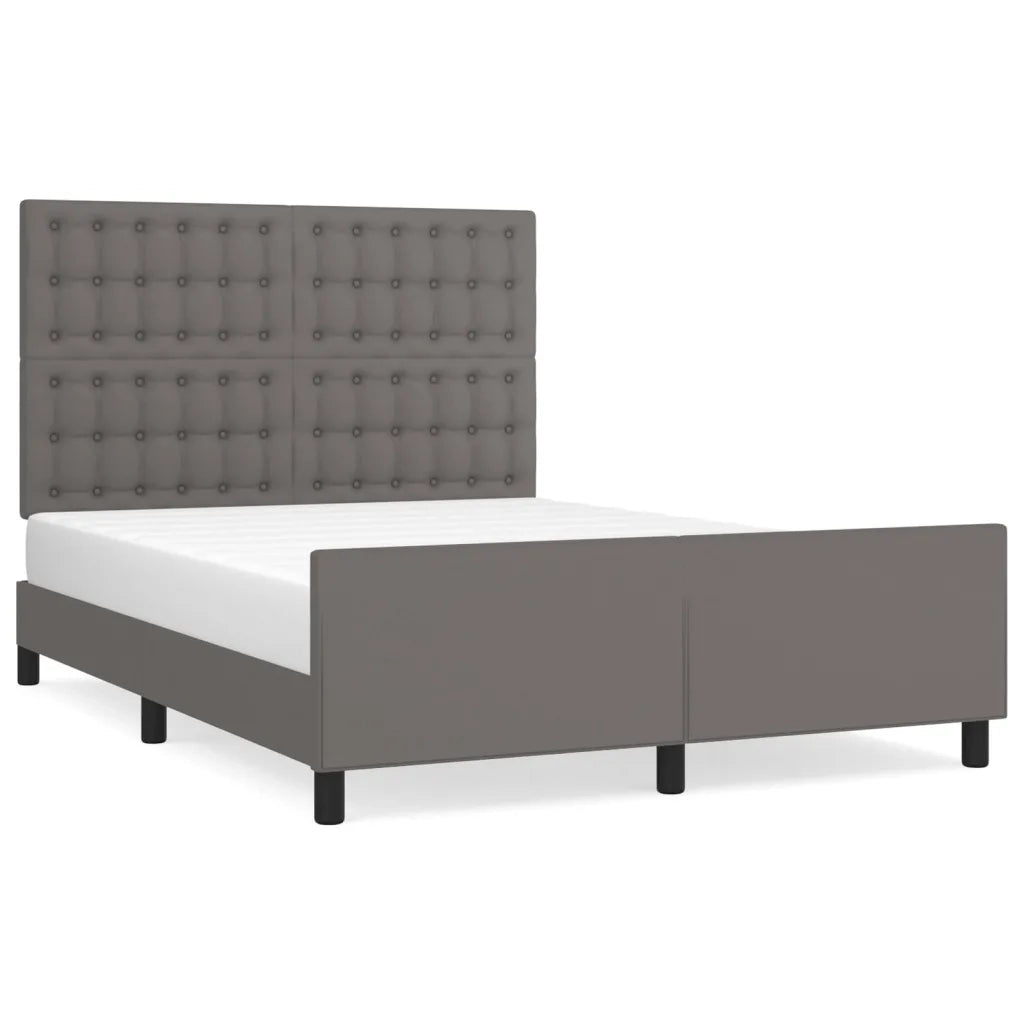 Giroletto con Testiera-Struttura Letto con testiera Grigio 140x200 cm in Similpelle 485641
