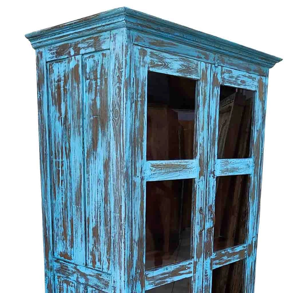 Vetrina artigianale in legno 100-110x40-45x170-180h cm