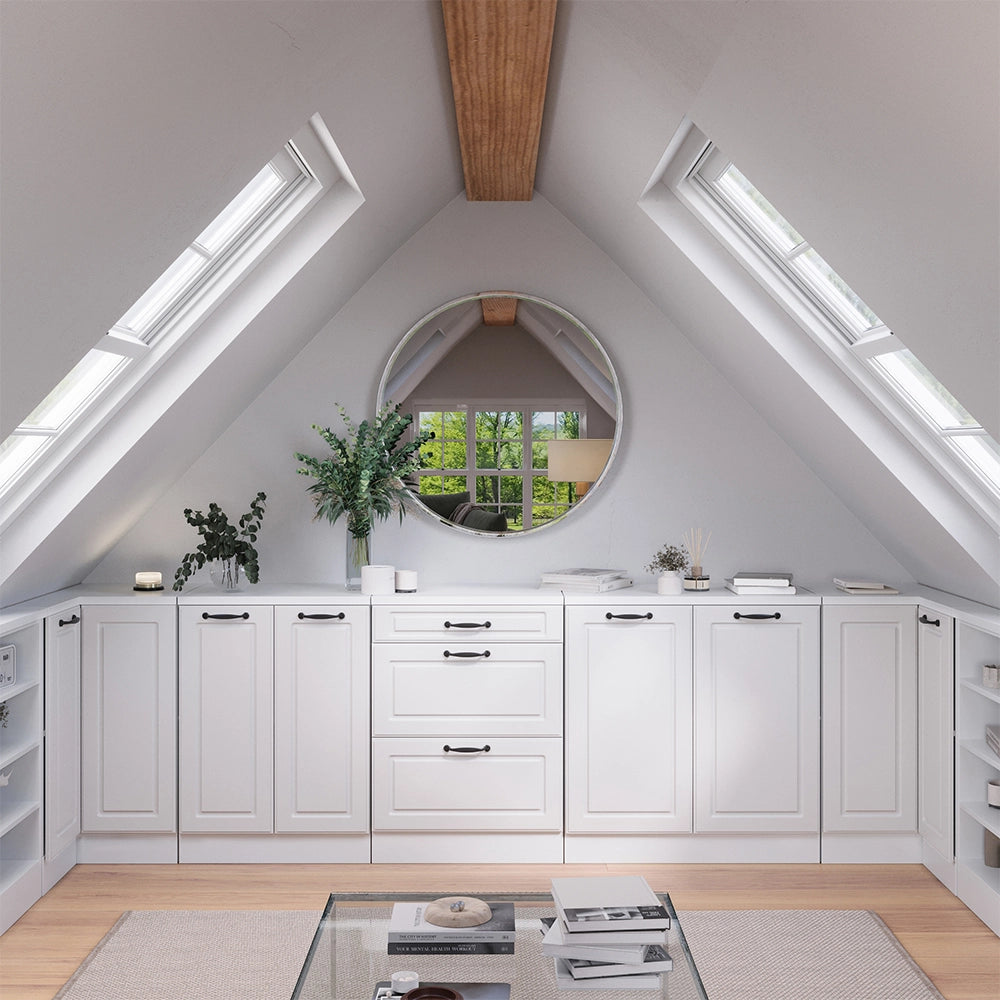 Mobile per mansarda Rion Bianco rustico/Bianco 60 x 83.8 cm senza inclinazione con 2 ante Vicco