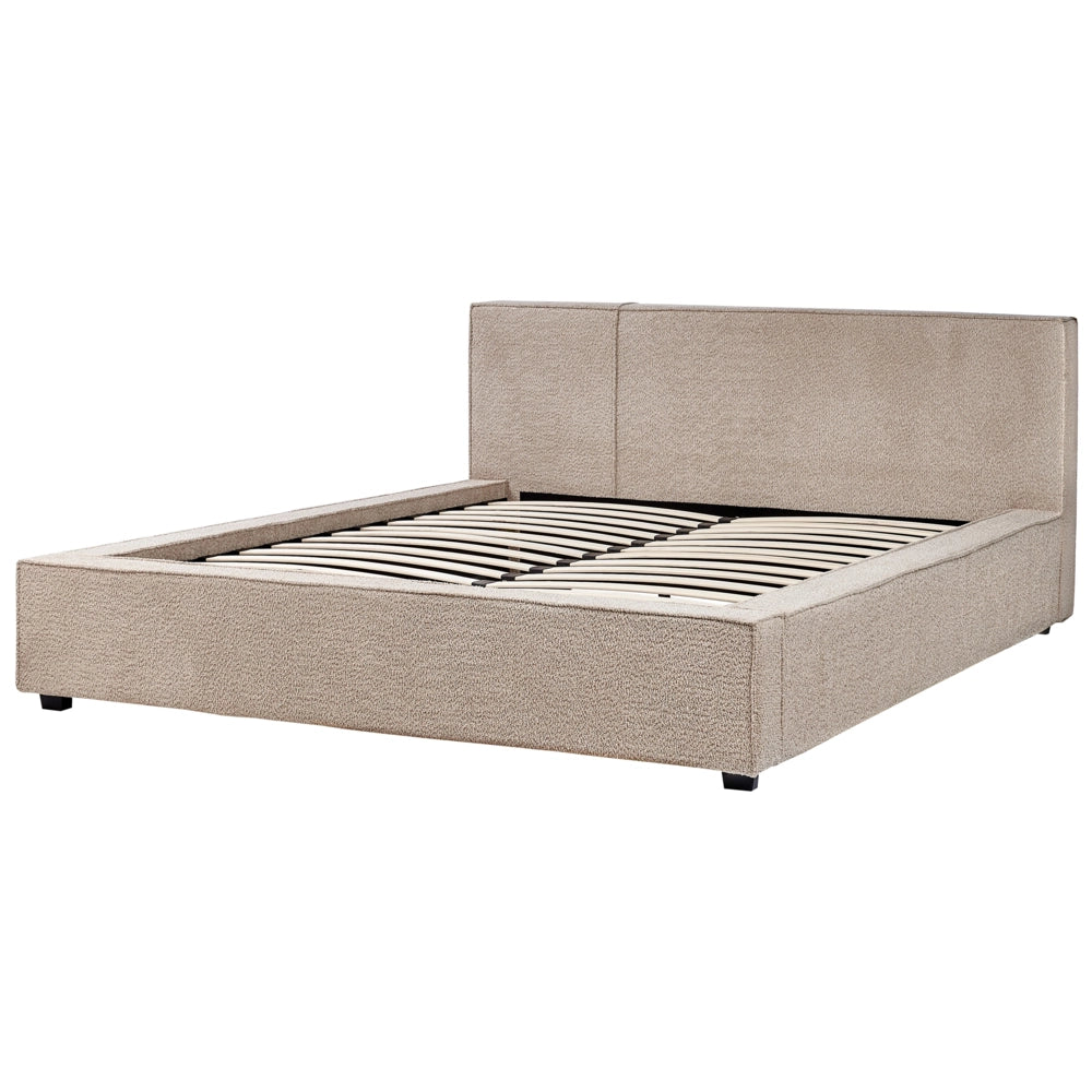 Letto matrimoniale in tessuto bouclé tortora 160 x 200 cm stile moderno