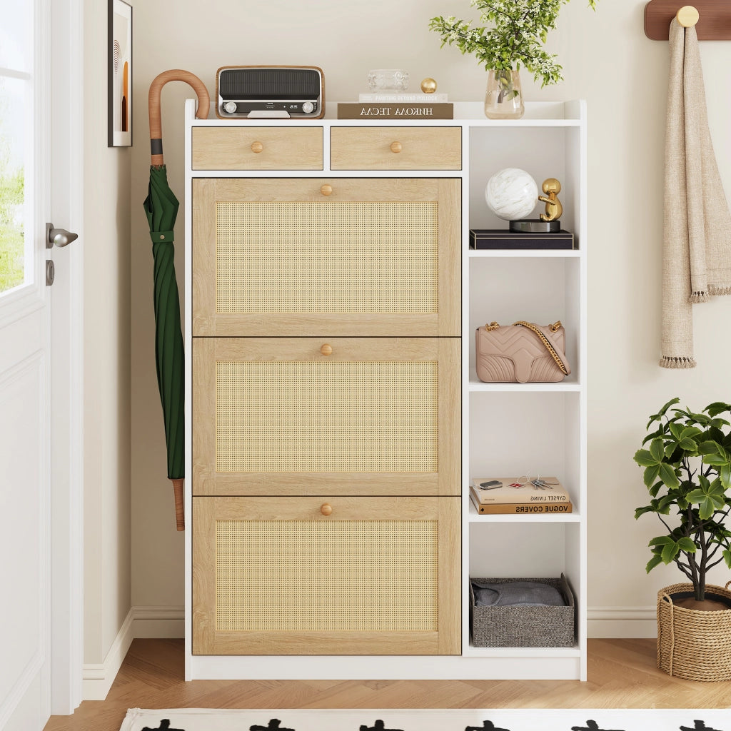 Scarpiera slim con ante e cassetti ¨C Minimal ¨C Rovere, 90x24x130 cm