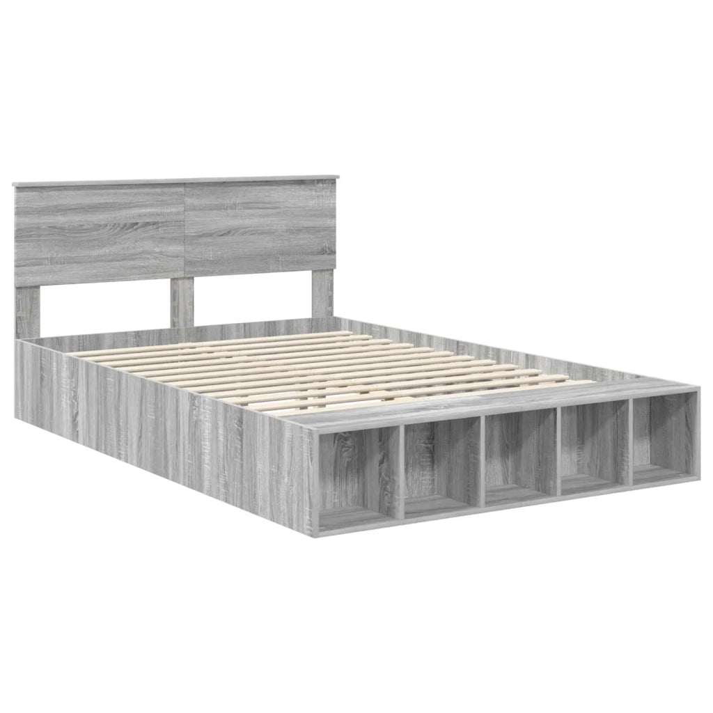 Struttura del letto con lo scaffale Grigio Sonoma 150 x 200 cm