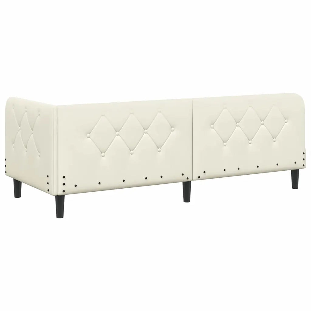 Cornice del letto ad angolo Crema 80 x 200 cm Velluto