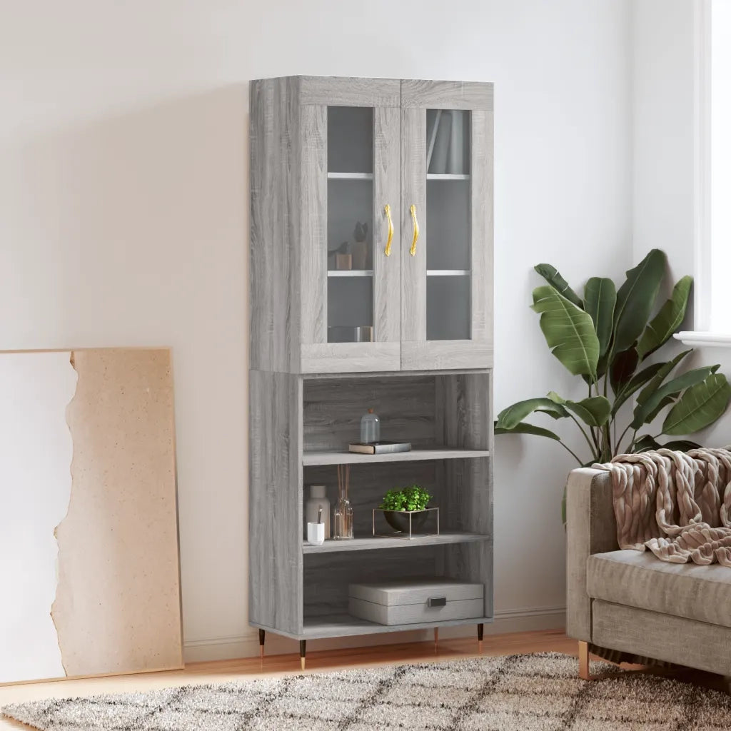 Credenza Grigio Sonoma 69,5x34x180 cm in Legno Multistrato 3198711