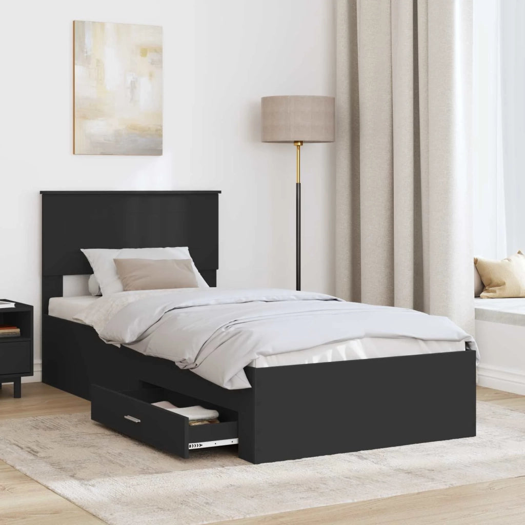 Struttura del letto con testiera Nero e Argento 75 x 190 cm 3408327