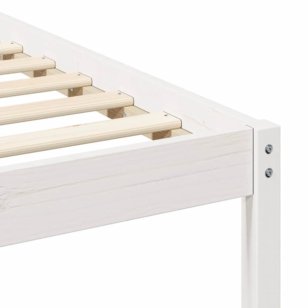 Letto con Tavolini Laterali Bianco 180 x 220 cm Pino massello 873254
