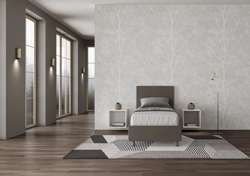 Letto Singolo 80x200 cm con Rete e Contenitore Adele Cappuccino