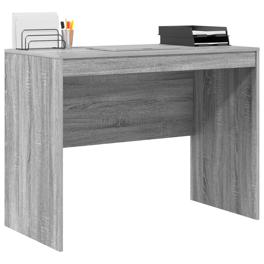 Scrivania moderna Grigio sonoma MDF, Impiallacciatura