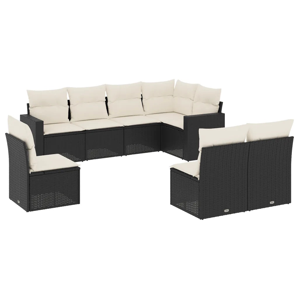 Set Divani da Giardino con Cuscini 8 pz Nero in Polyrattancod mxl 87115