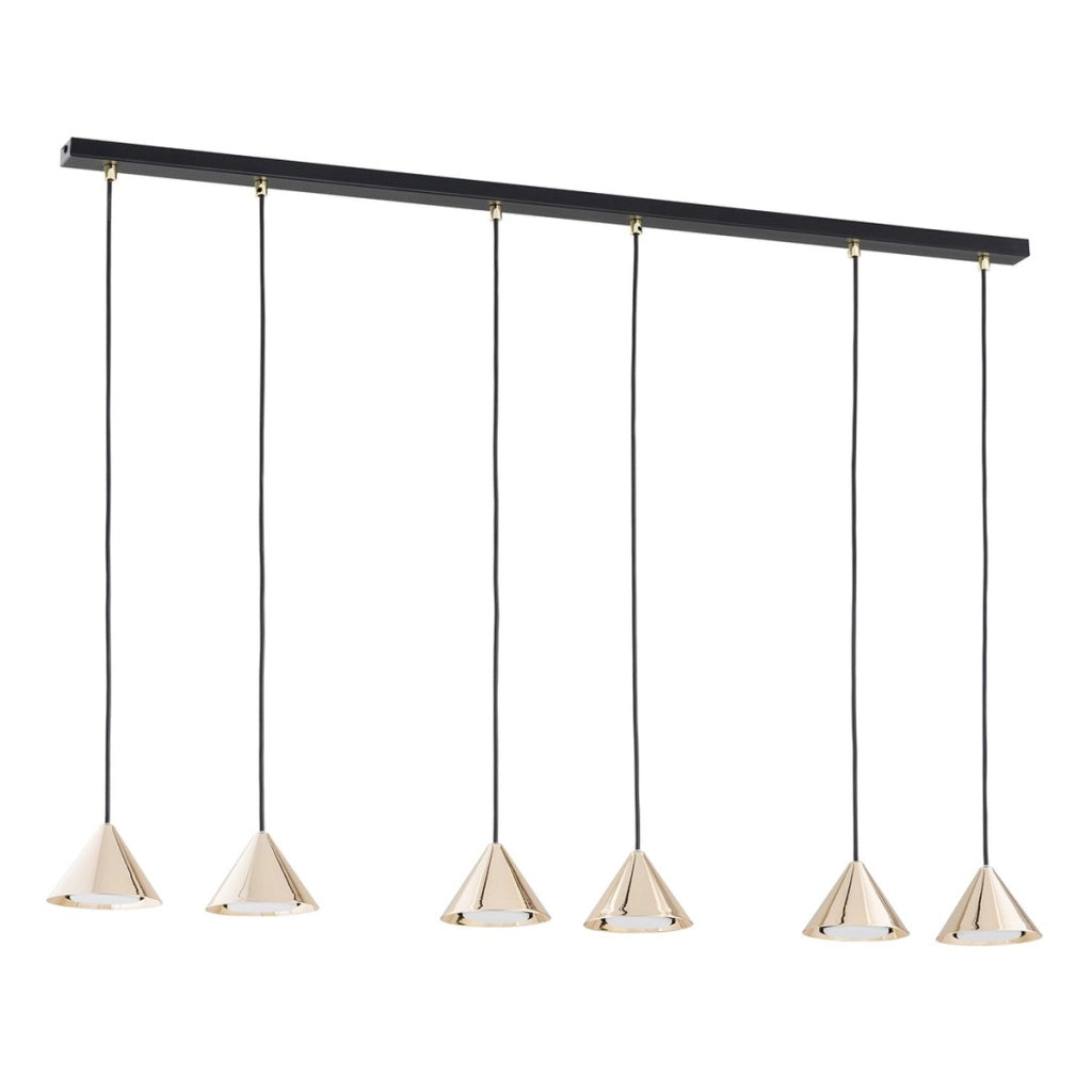 Lampada a sospensione Elit in acciaio nero opaco e oro