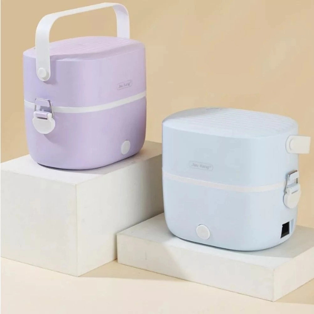 Trade Shop - Porta Pranzo Lunch Box Scaldavivande Elettrico Portatile Con Doppio Scomparto In Acciaio -