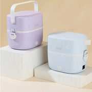 Trade Shop - Porta Pranzo Lunch Box Scaldavivande Elettrico Portatile Con Doppio Scomparto In Acciaio -