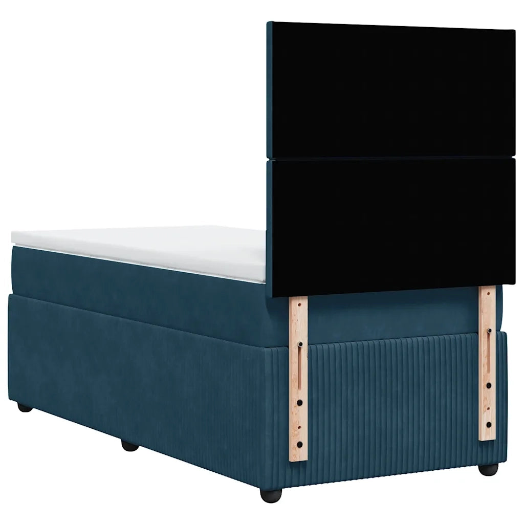 Giroletto a Molle con Materasso Blu Scuro 80x200 cm in Velluto