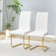 Sedia da Pranzo in Ecopelle ¨C MINIMAL ¨C Bianca, Struttura Metallo Oro