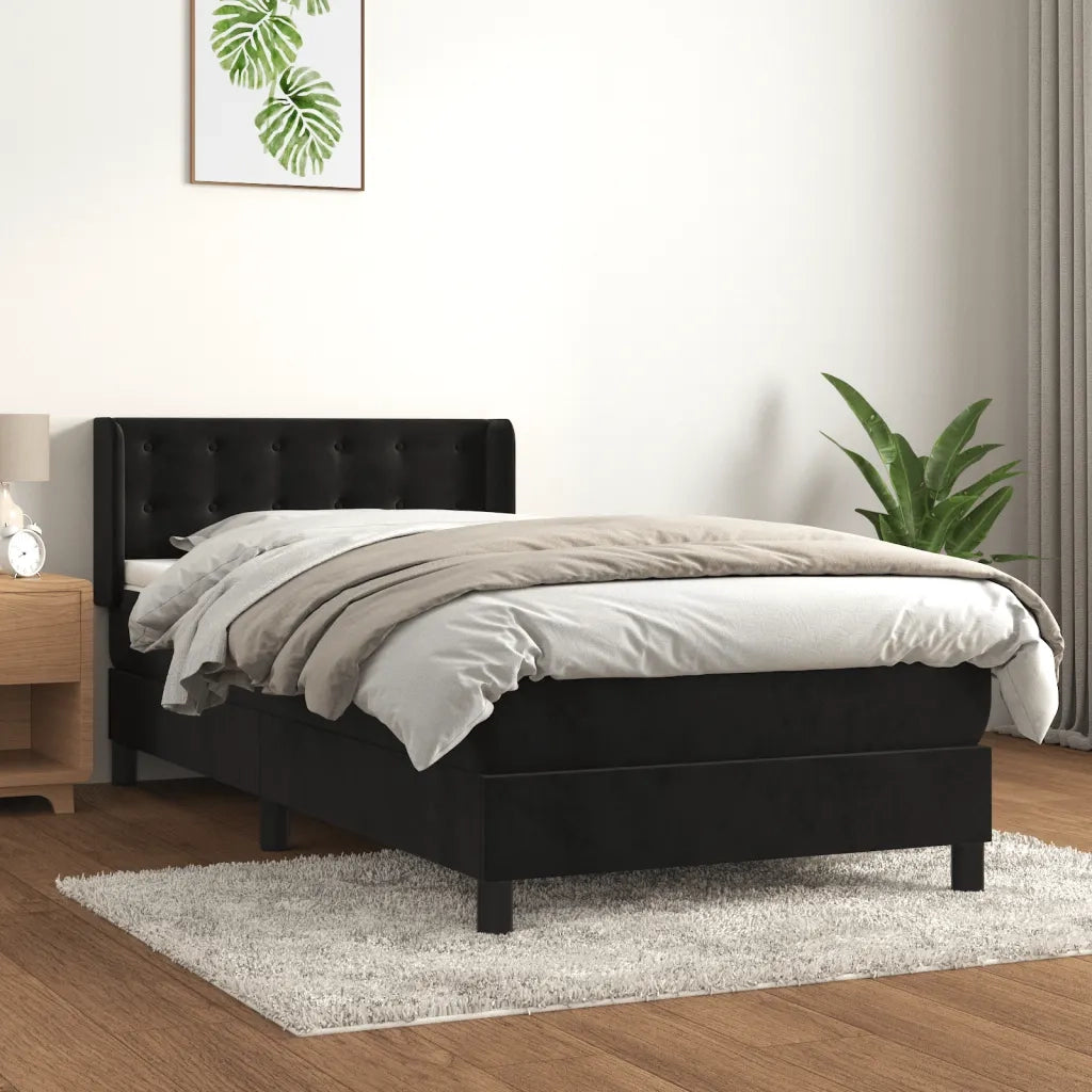 Giroletto a Molle con Materasso Nero 80x200 cm in Velluto cod mxl 60267
