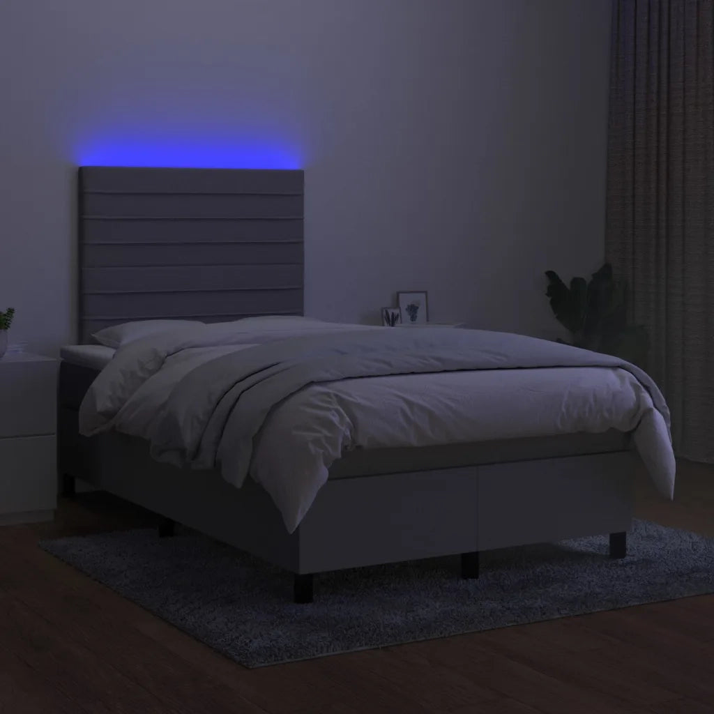 Letto a Molle Materasso e LED Grigio Chiaro 120x200 cm Tessuto cod mxl 64679