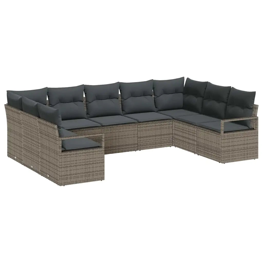 Set Divano da Giardino con cuscino 9 pcs Grigio polyrattan 3355208