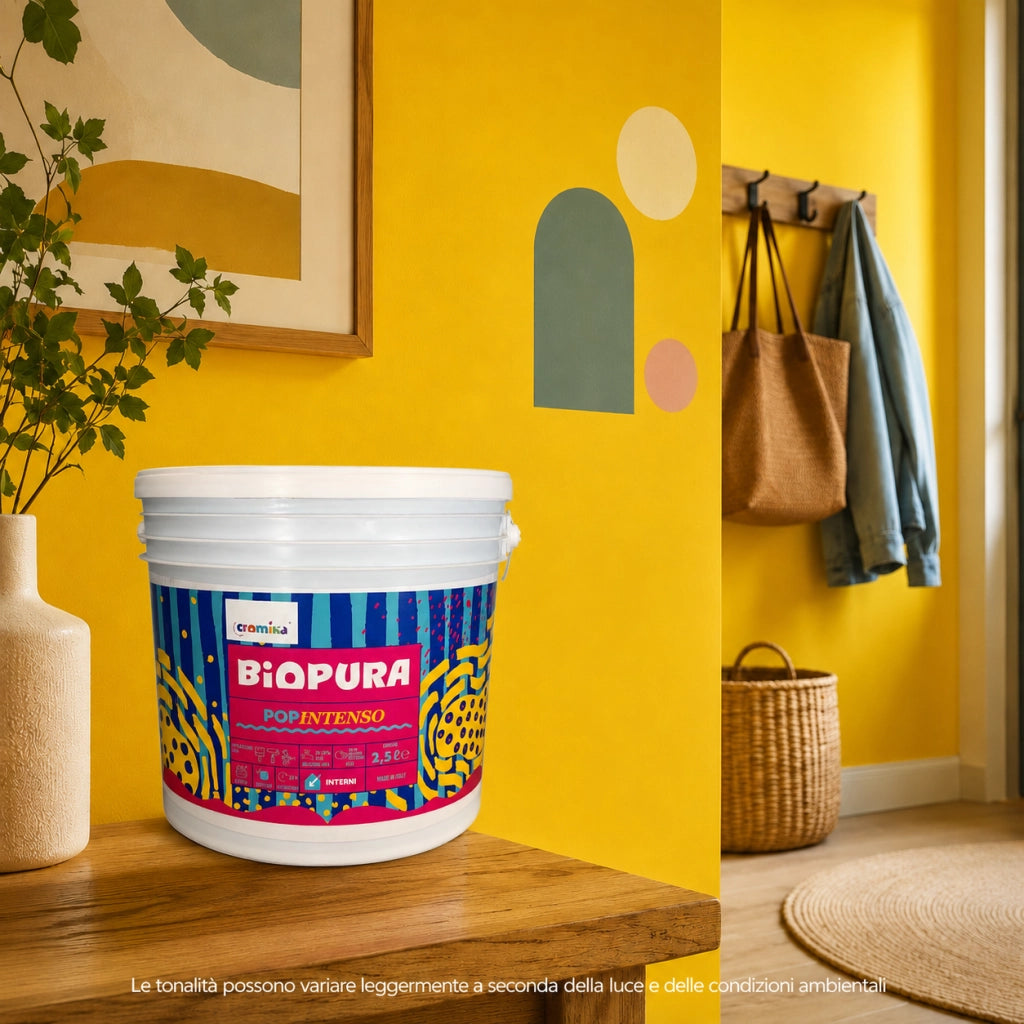 Popintenso palestra e decori interni pittura murale lavabile e coprente cromika *** formato 2.5 lt, colore- giallo ce...