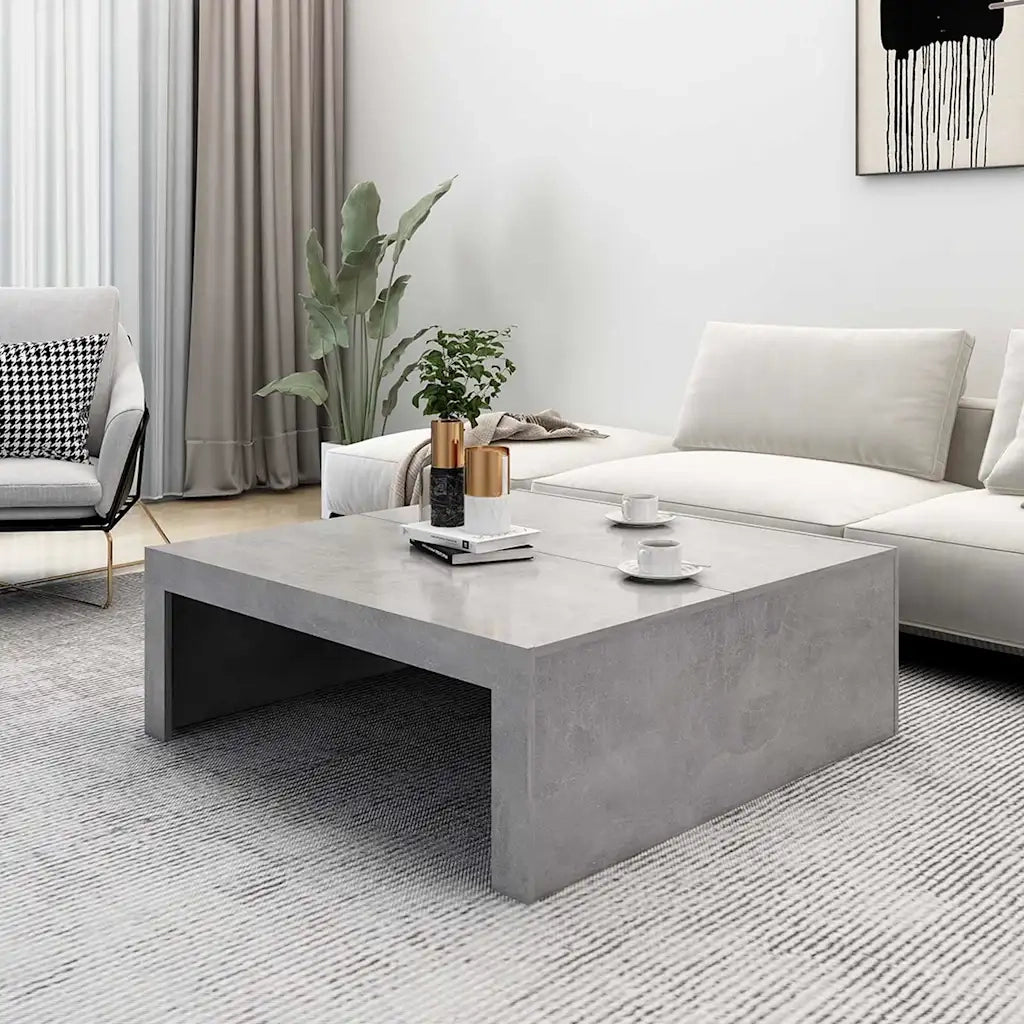 Tavolino da Salotto Grigio Cemento 100x100x35 cm Truciolato cod mxl 22698