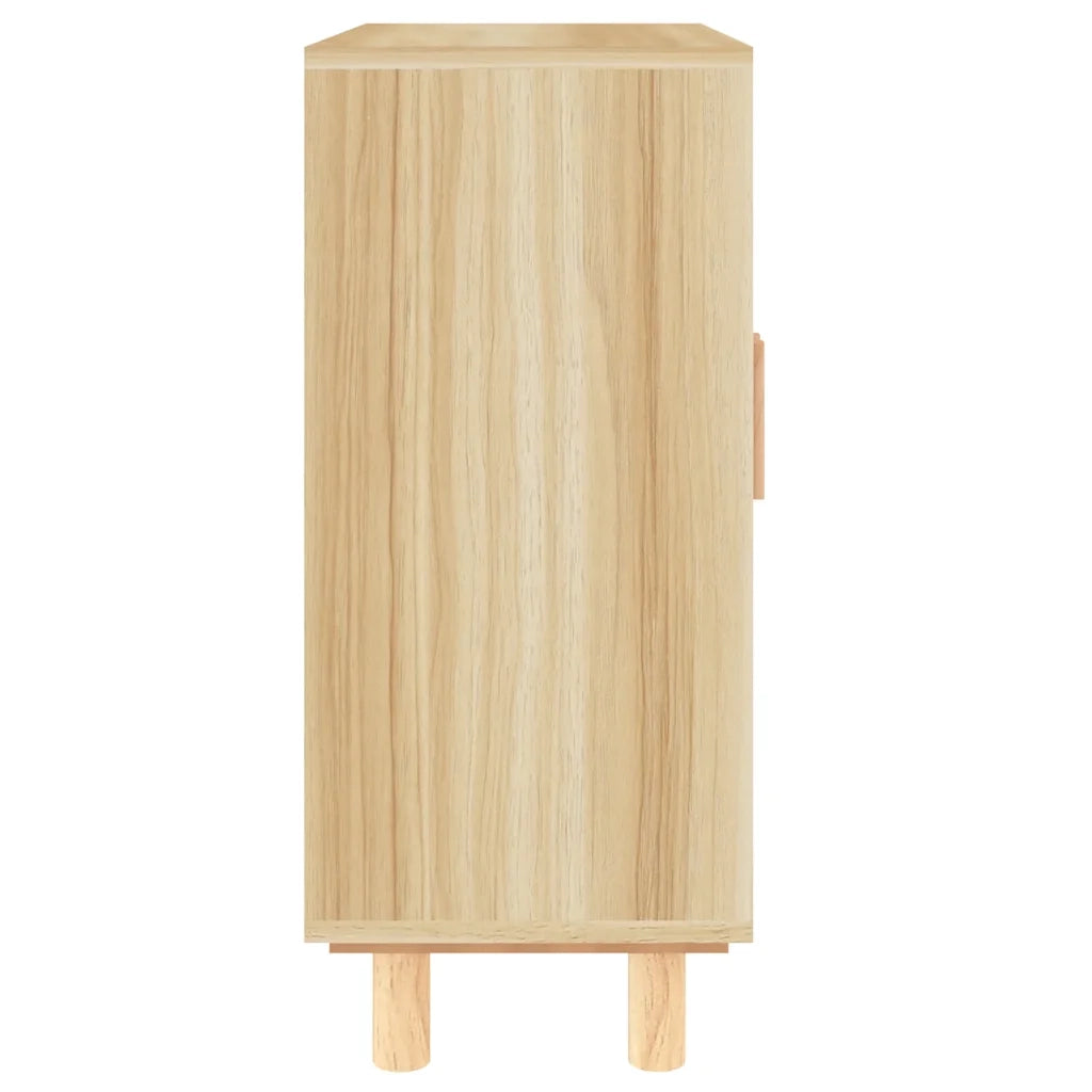 Credenza Marrone 60x30x70cm Legno Massello Pino Rattan Naturale 345632