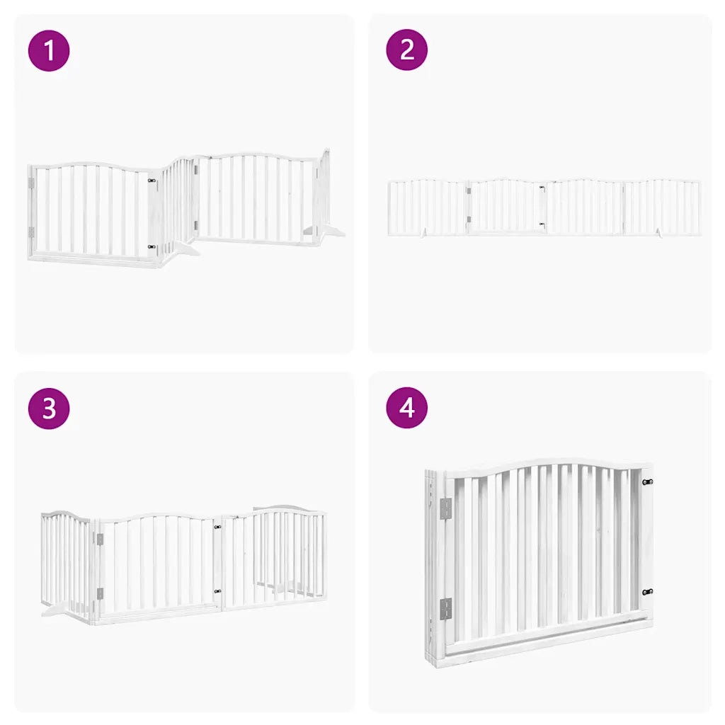 vidaXL Cancello Cani Porta Pieghevole Bianco 4 Pannelli 320 cm Pioppo