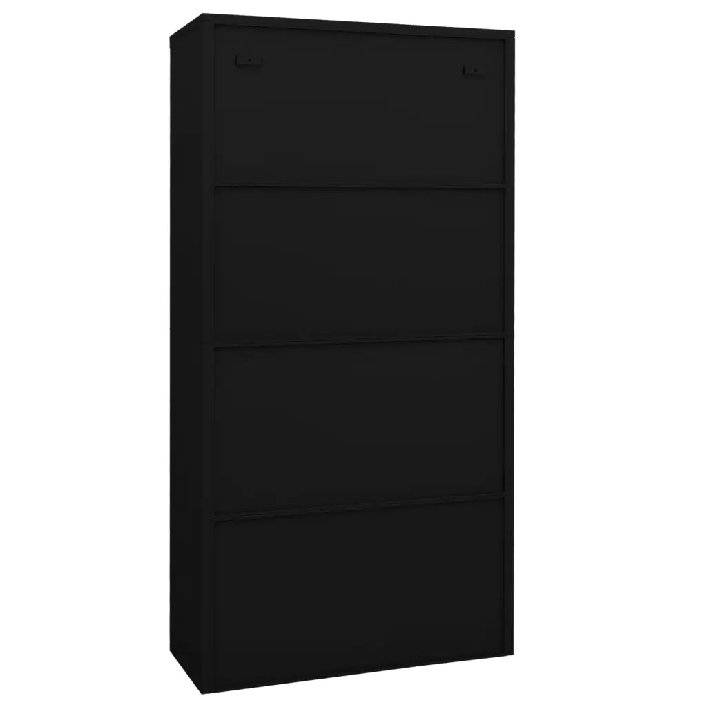 Armadio per Ufficio Nero 90x40x180 cm in Acciaio e Vetro 335940