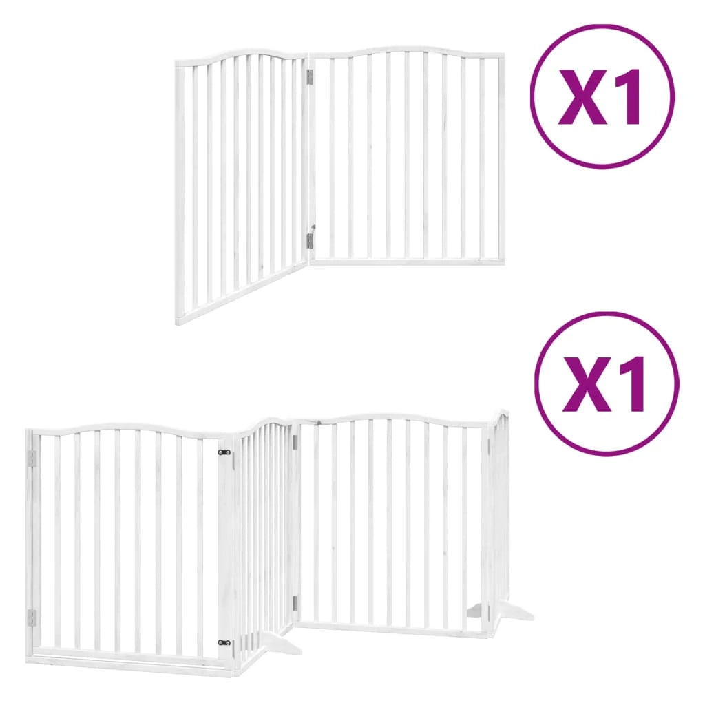 Cancelletto di sicurezza per animali domestici porta pieghevole 6 pannelli legno di pioppo bianco 02_0023232