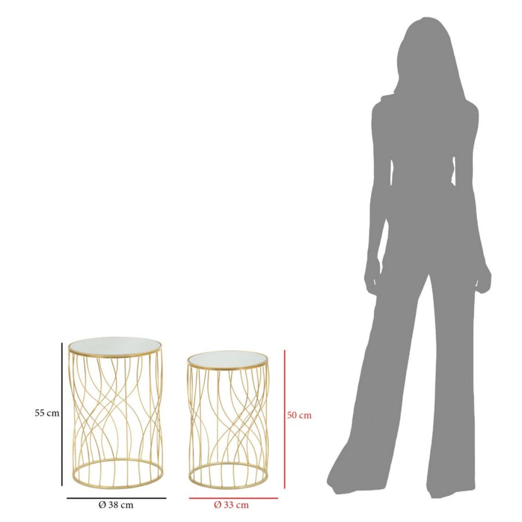 Set di Tavolini VKH545, Oro, Metallo, 38x38x55 cm